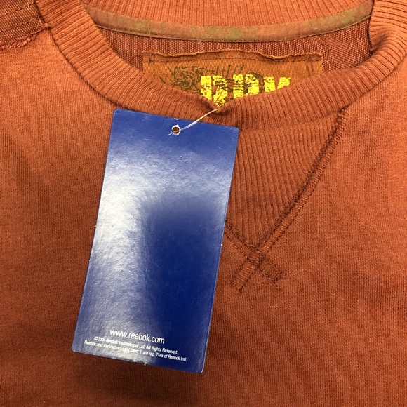 Reebok rare design vintage pullover crew neck Rusty brown colour ripped fabric - Picture 7 of 8